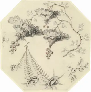 Pagoda Flowers and Roses, by Jean-Baptiste Pillement, chalk, 1768