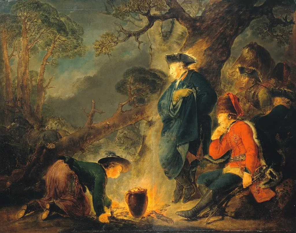 Frederick the Great before the Battle of Torgau, by Bernhard Rode, oil, 1796