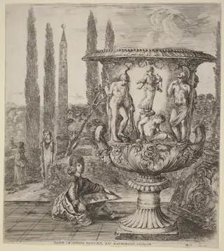 The Vase of the Medici, by Stefano Della Bella, ink, 1656