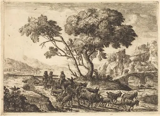 Departure for the Fields, by Claude Lorrain, ink, 1640