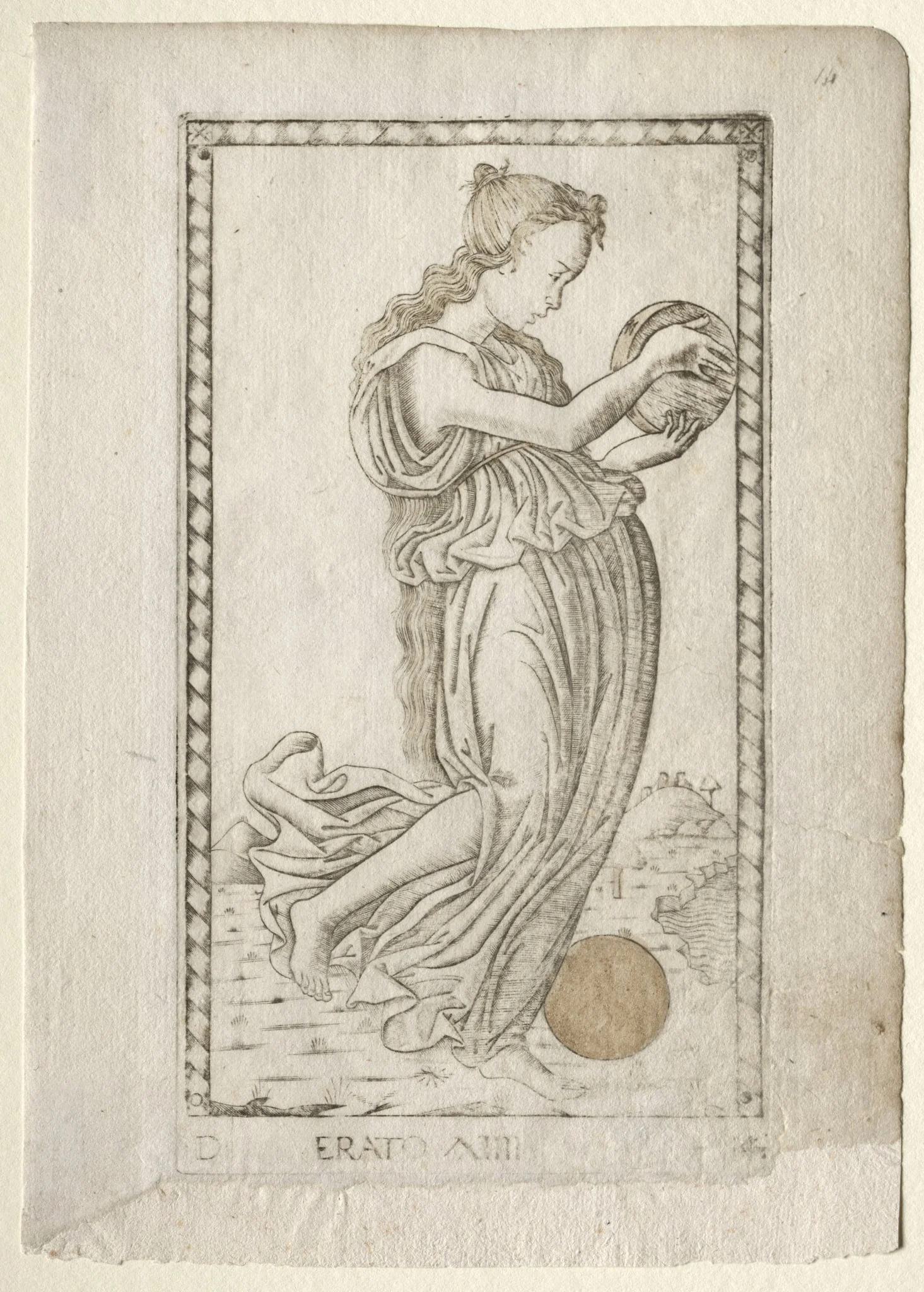 Erato (lyric and love poetry) (from the Tarocchi series D: Apollo and the Muses, #14), detail