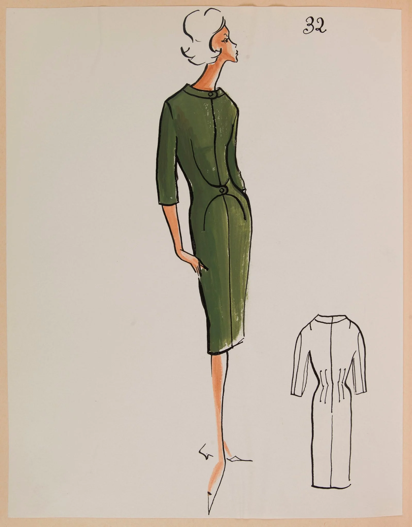 Robe ajustée vert bouteille, detail