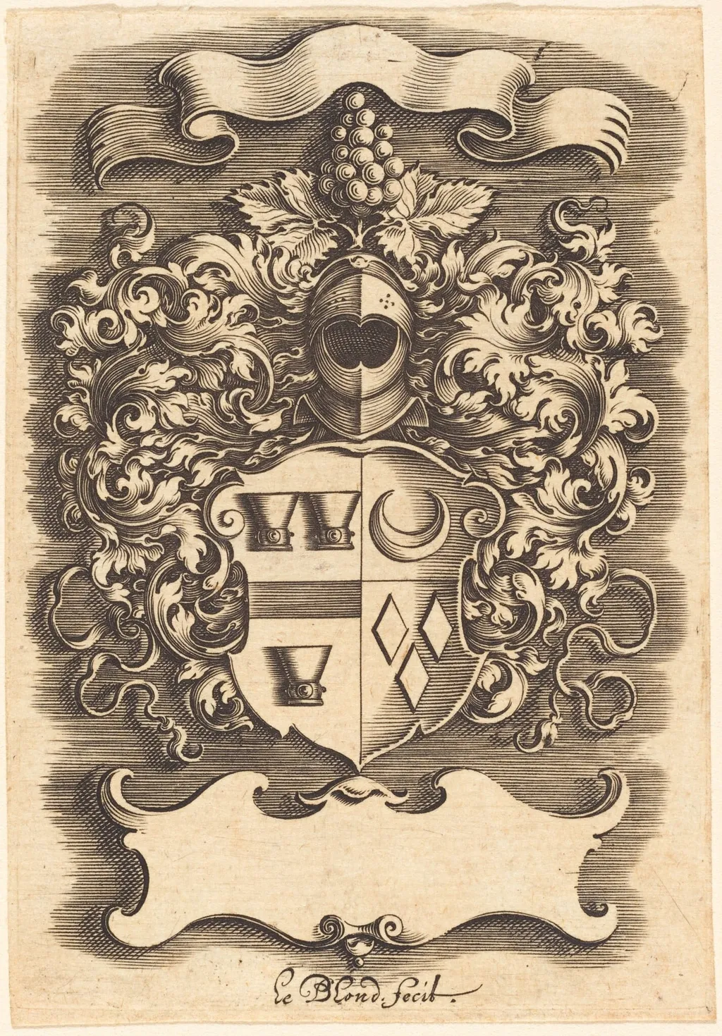 Crest, by Michel Le Blon, ink, 1622