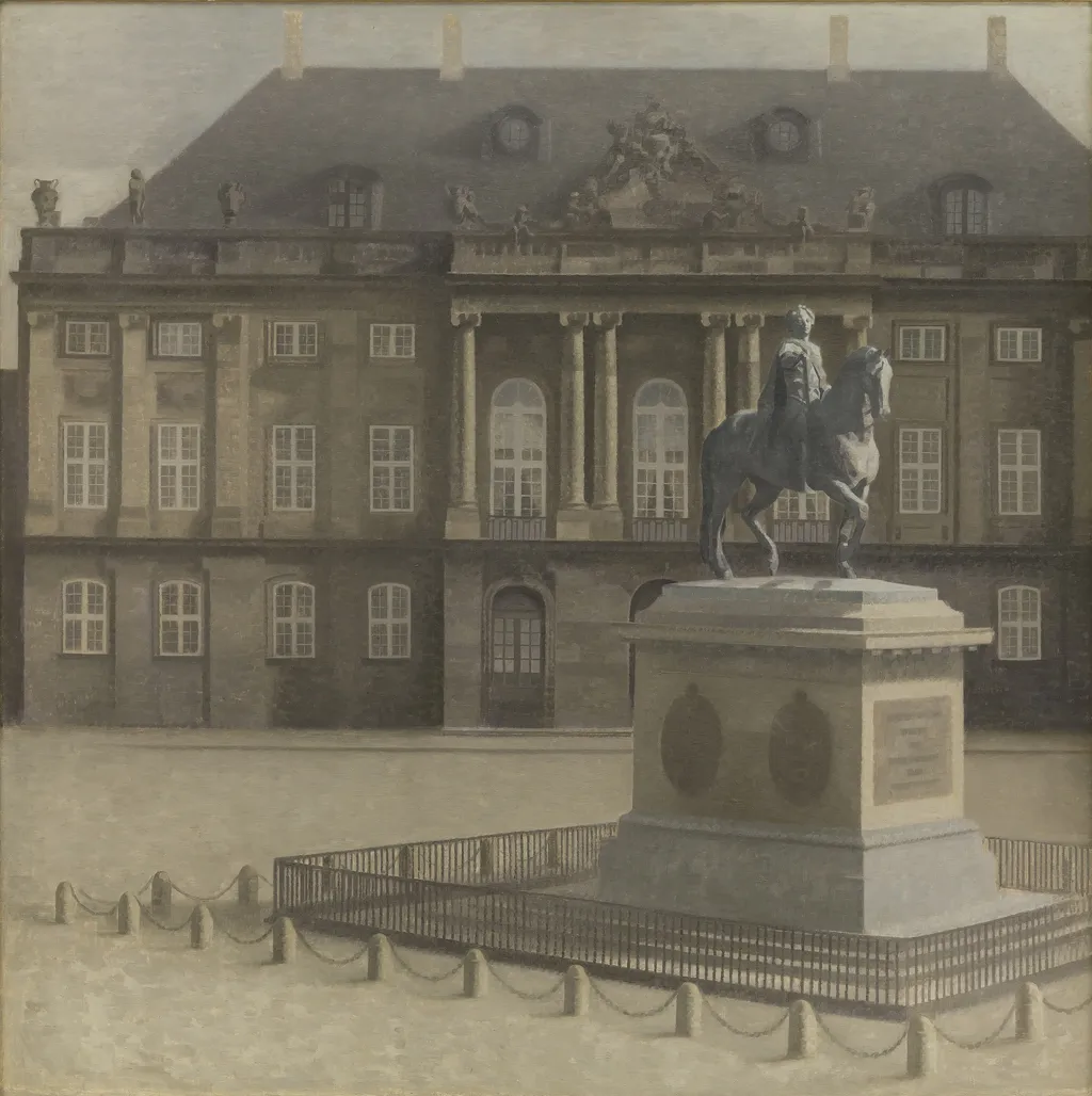 Amalienborg Square, Copenhagen, by Vilhelm Hammershøi, oil, 1898