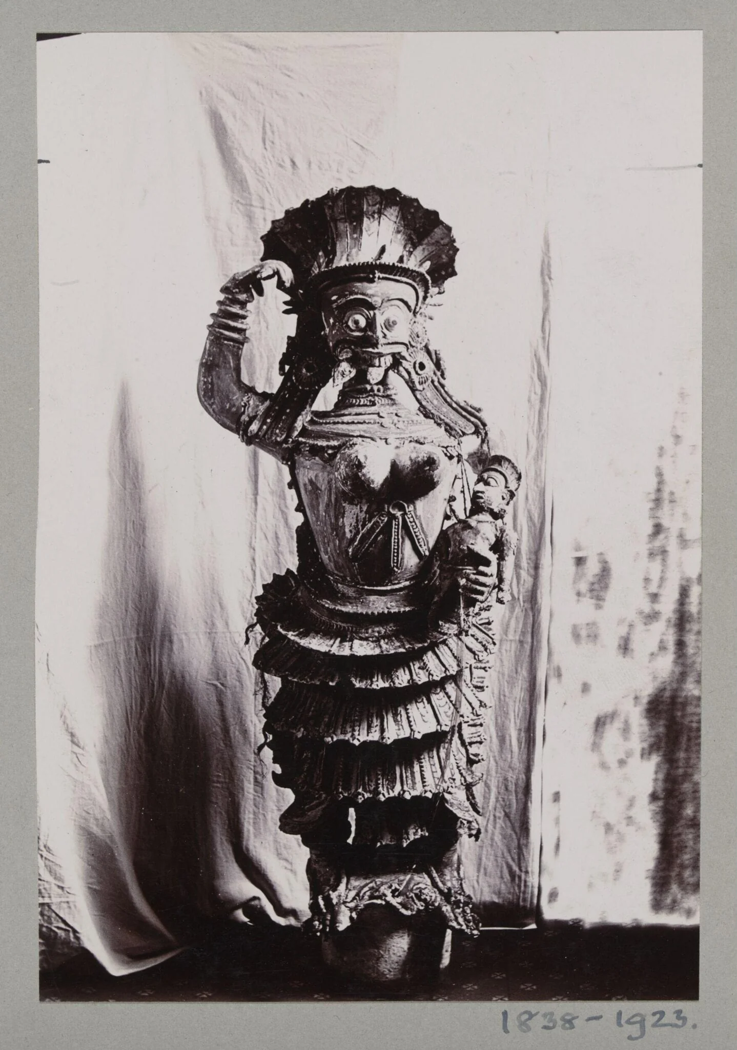 Carved wood sculpture, Goddess, Javanese (?), detail