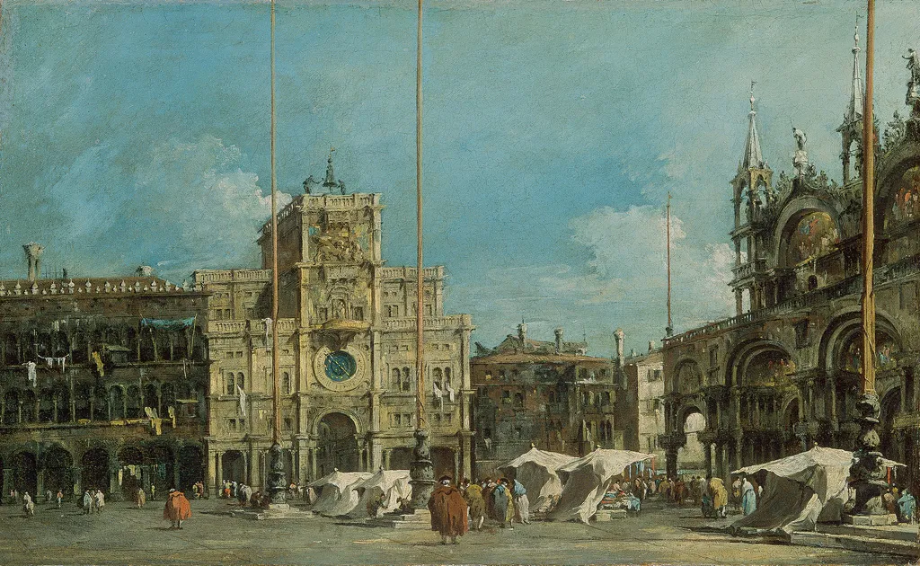The Torre dell’Orologio in Piazza San Marco, by Francesco Guardi, oil, 1775