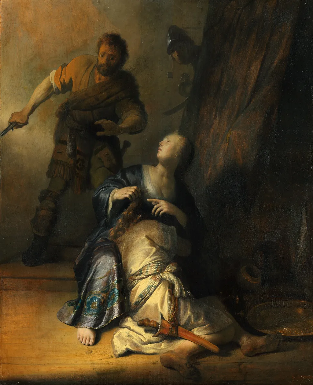 Samson betrayed by Delilah, by Rembrandt, oil, 1628