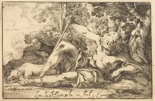Narcissus at the Spring, by Laurent de La Hyre, ink, 1624