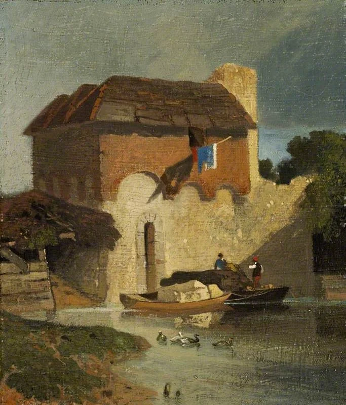 Buildings on a River, detail