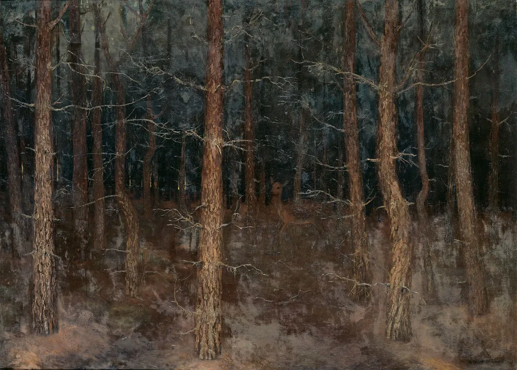 'Mystieke paden': bosgezicht, by Gustaaf van de Wall Perné, oil, 1907