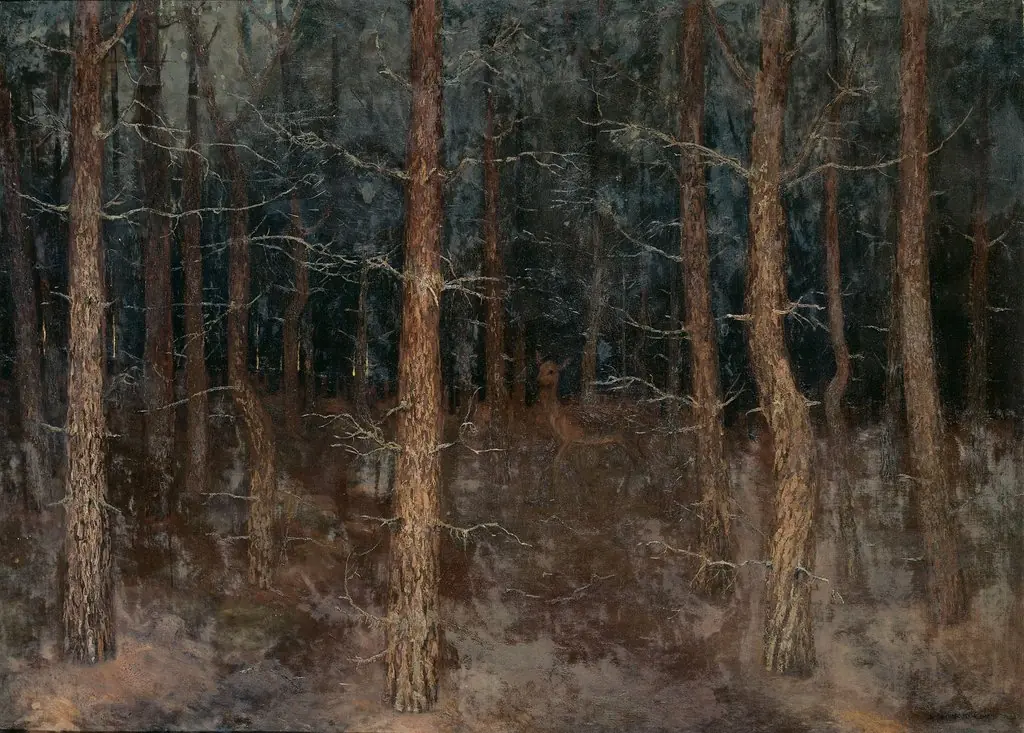 'Mystieke paden': bosgezicht, by Gustaaf van de Wall Perné, oil, 1907