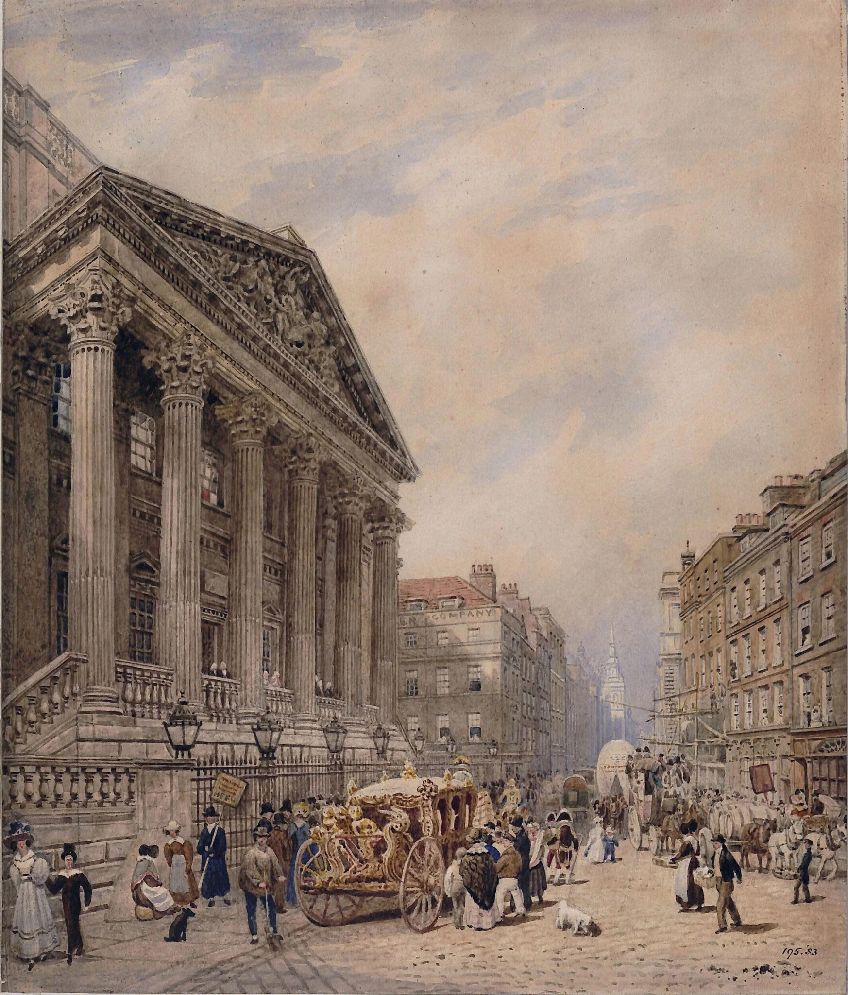 Mansion House and the Poultry, looking down Cheapside, detail