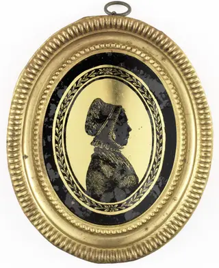 Silhouet portret van een vrouw met neepjesmuts, by August Forberger, unspecified, 1798