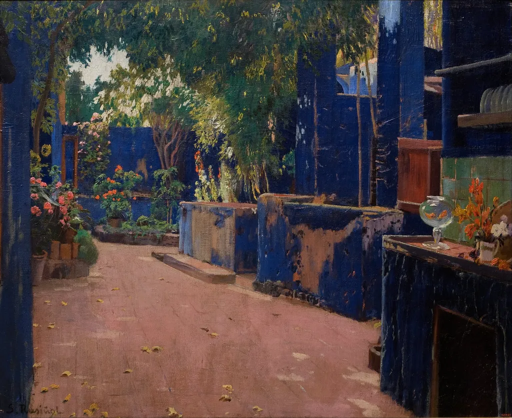 Blue Courtyard, by Santiago Rusiñol i Prats, oil, 1913