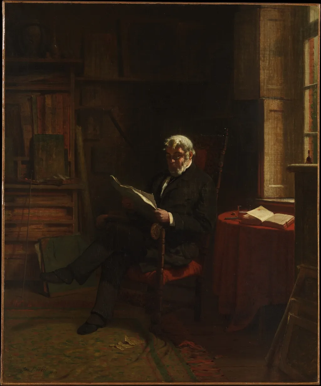 The Morning Paper, by John Ferguson Weir, oil, 1868