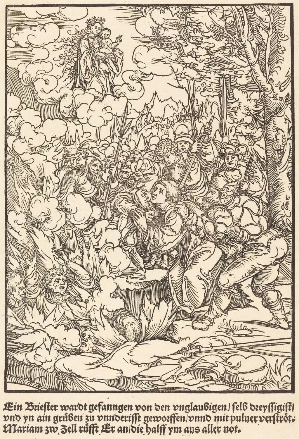 Ein Briester wardt gefanngen ..., by Master of the Miracles of Mariazell, ink, 1503