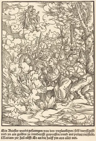 Ein Briester wardt gefanngen ..., by Master of the Miracles of Mariazell, ink, 1503