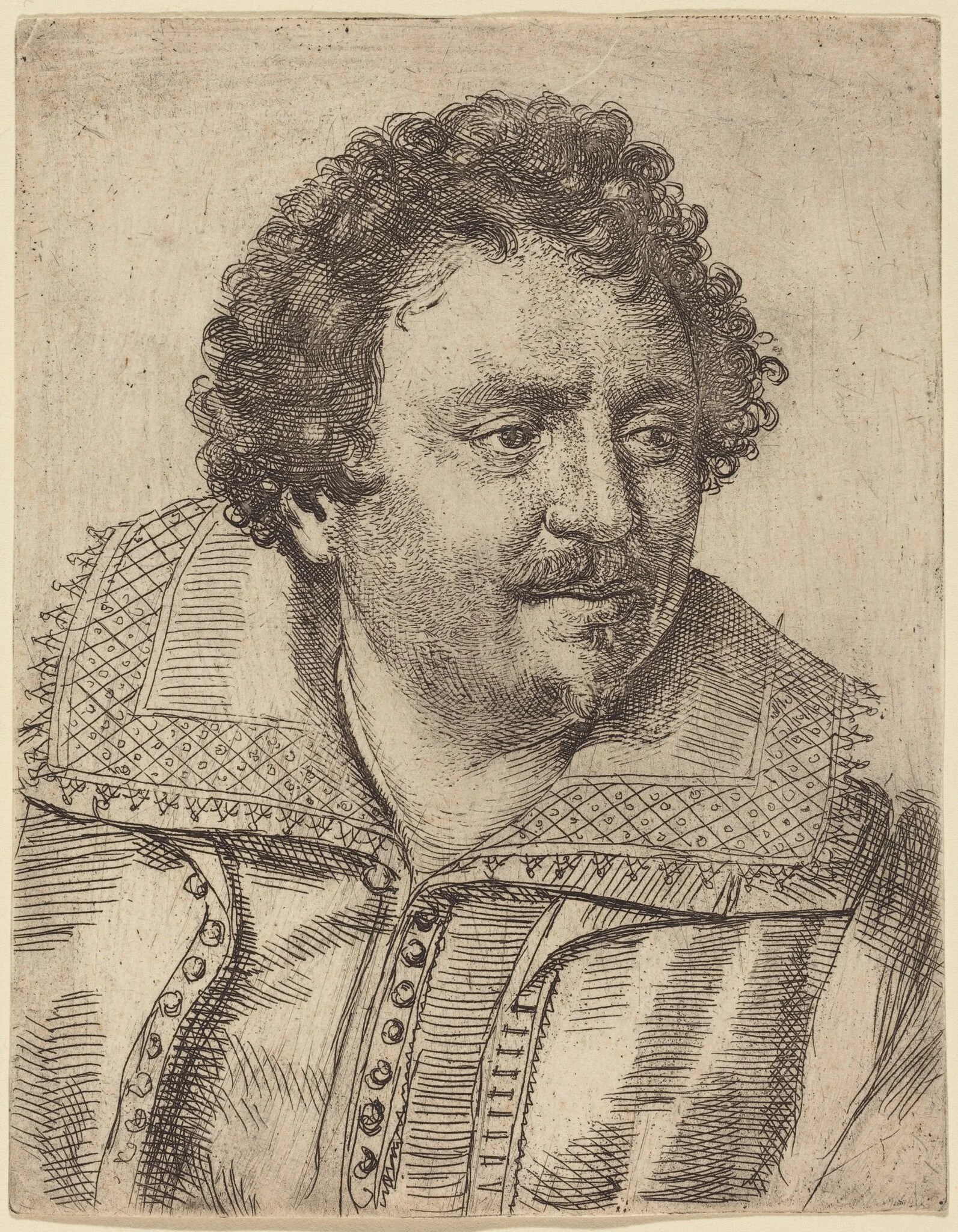 A Man with a Moustache and Goatee, Facing Right, detail