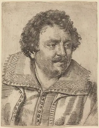 A Man with a Moustache and Goatee, Facing Right, by Ottavio Leoni, ink, 1624