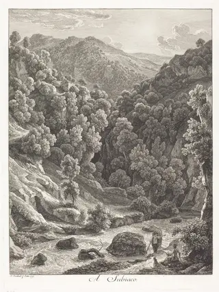 A Subiaco (Near Subiaco), by Johann Christian Reinhart, ink, 1793