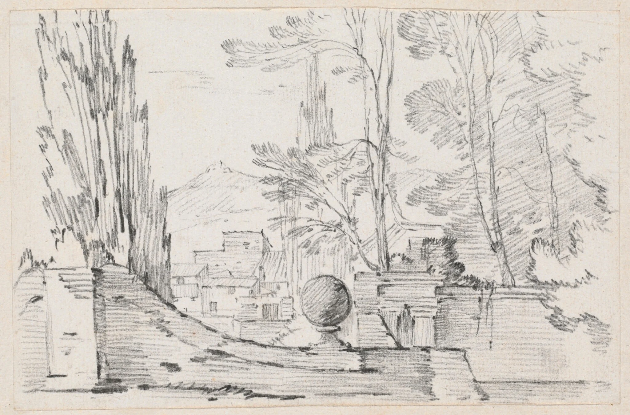 View across the Wall of an Italian Garden, detail
