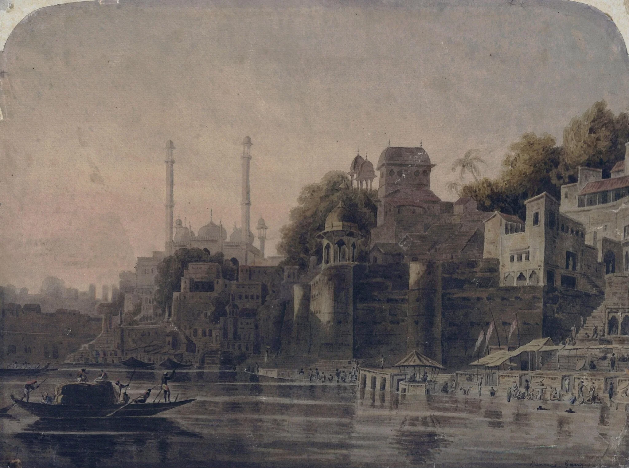 Benares on the Ganges, detail