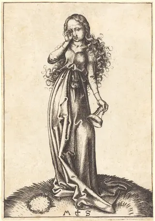 Third Foolish Virgin, by Martin Schongauer, ink, 1490