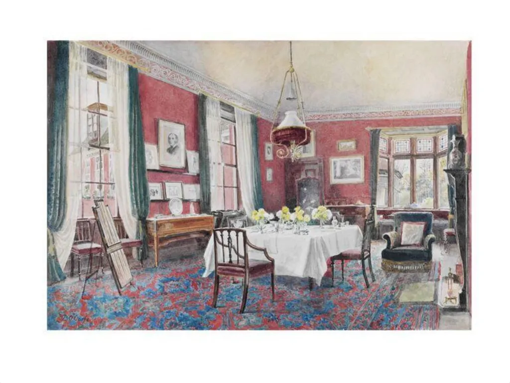 The Dining Room at No.3 The Close, Winchester, by Beatrice Olive Corfe, watercolor, 1900