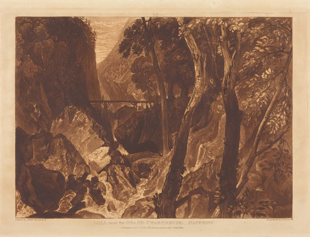 Mill near the Grand Chartreuse, by Joseph Mallord William Turner, ink, 1816