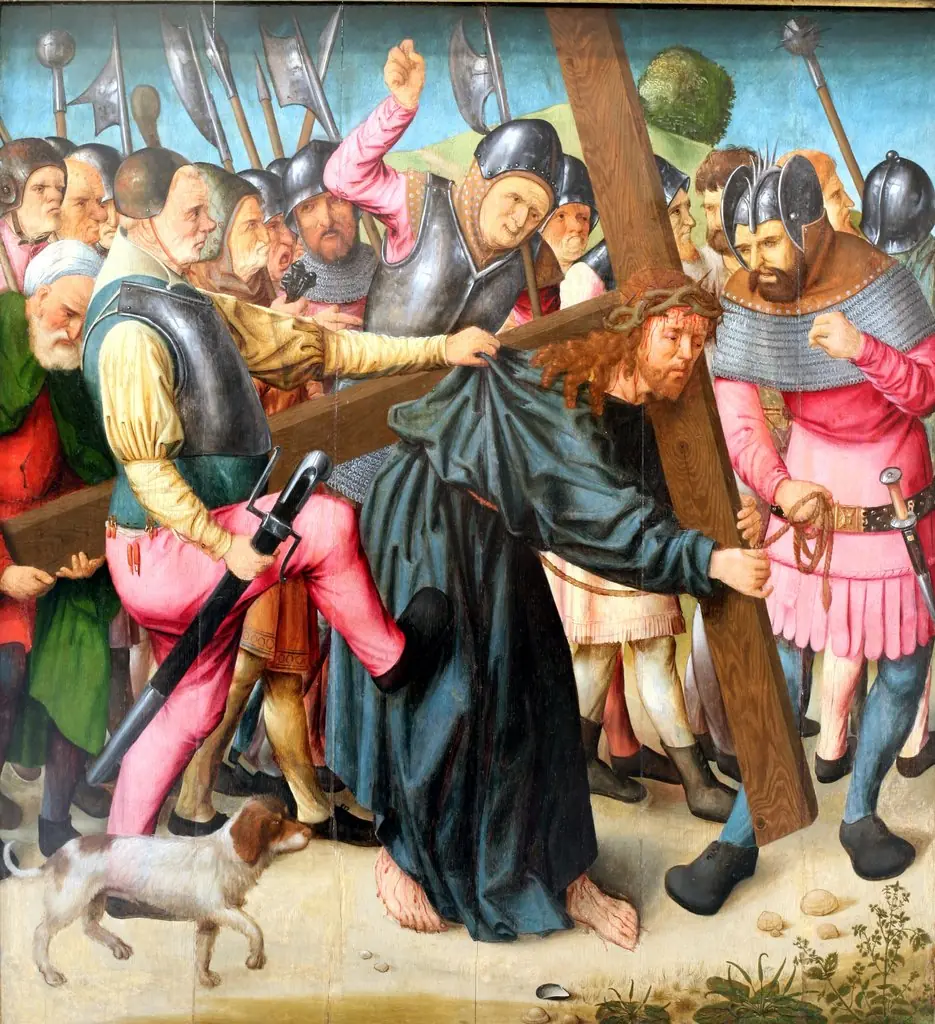 The climbing of the Calvaire, by Master of Saint-Germain-des-Prés, oil, 1505