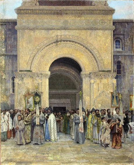 The Departure of the Procession from St. Etchmiadzin Cathedral, detail