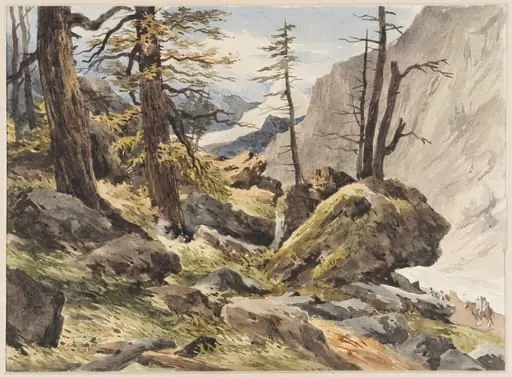 Road leading to  Zermatt, Switzerland, by Charles Claude Pyne, watercolor, 1822