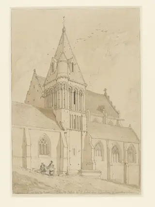Church of St Michel, Vaucelles, near Bayeux, by John Sell Cotman, watercolor, 1817