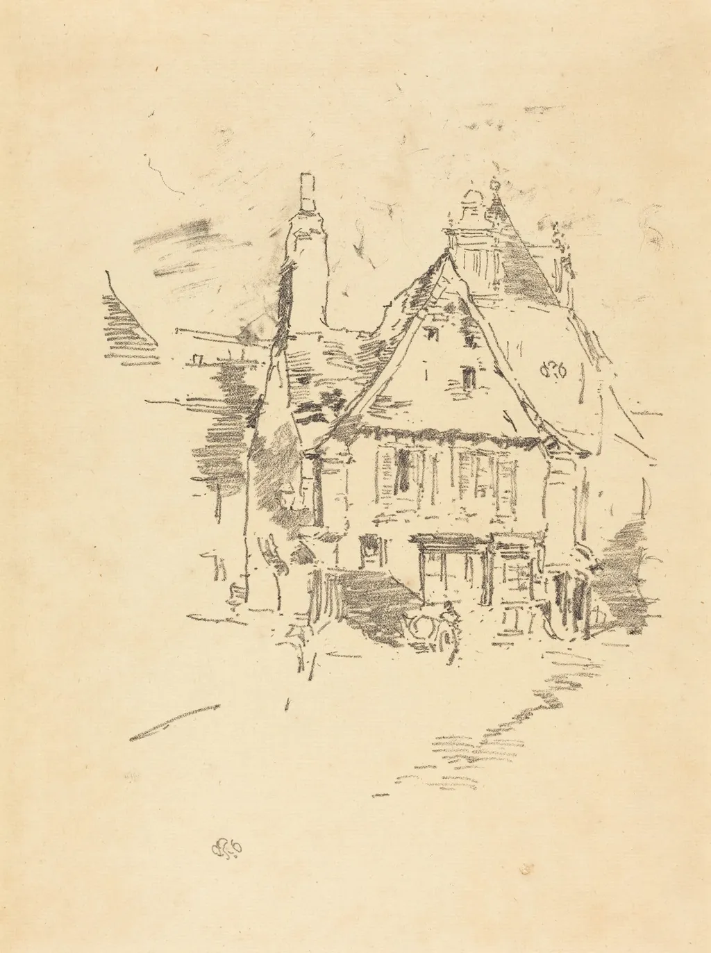 Gabled Roofs, by James McNeill Whistler, ink, 1893