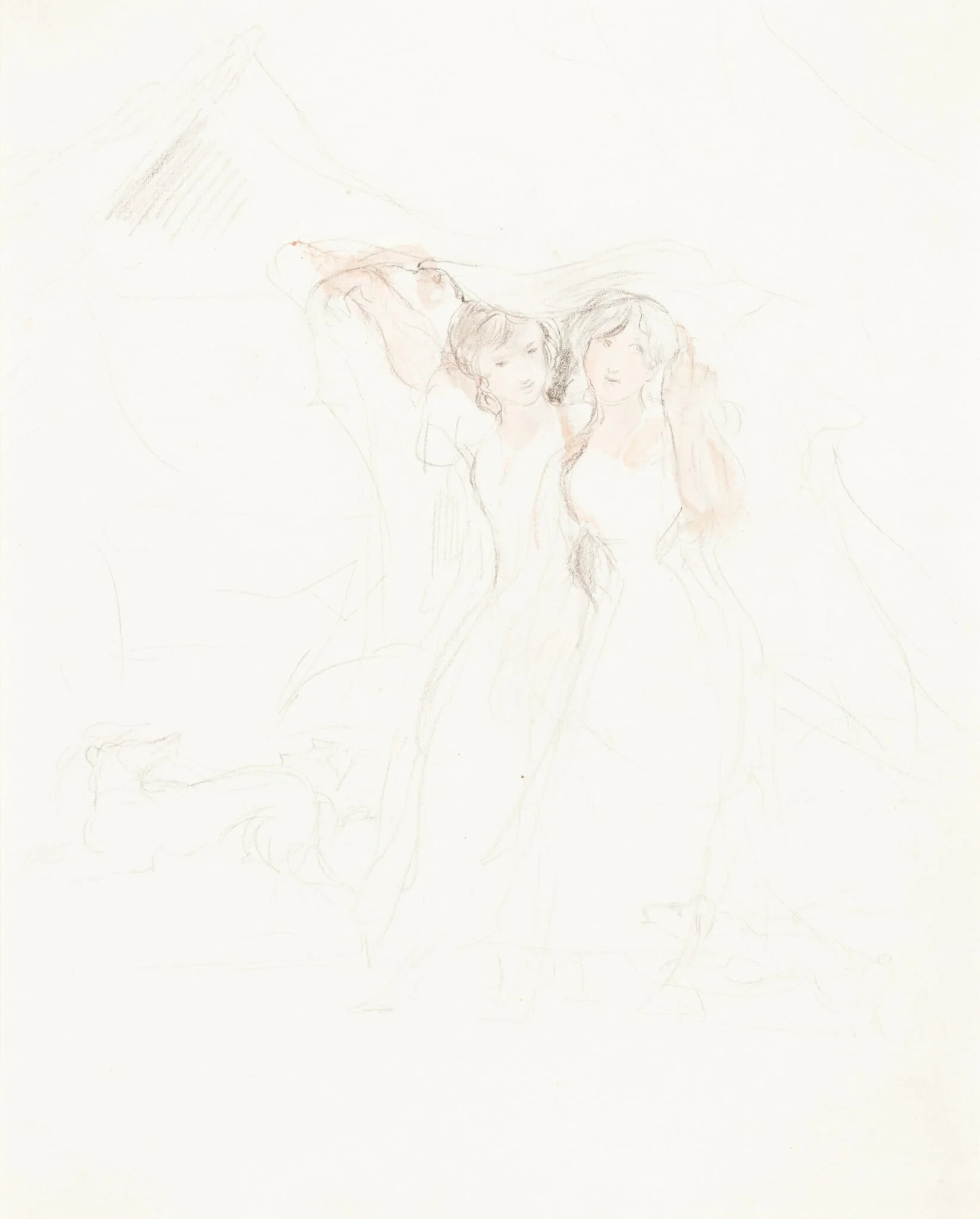 Two Girls under a Cloak, detail