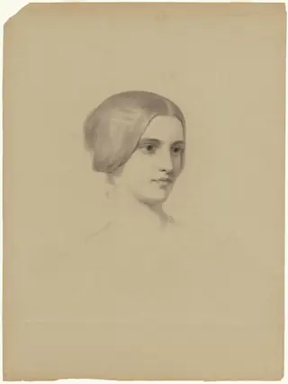 Head of a Young Woman, by Seth Wells Cheney, charcoal