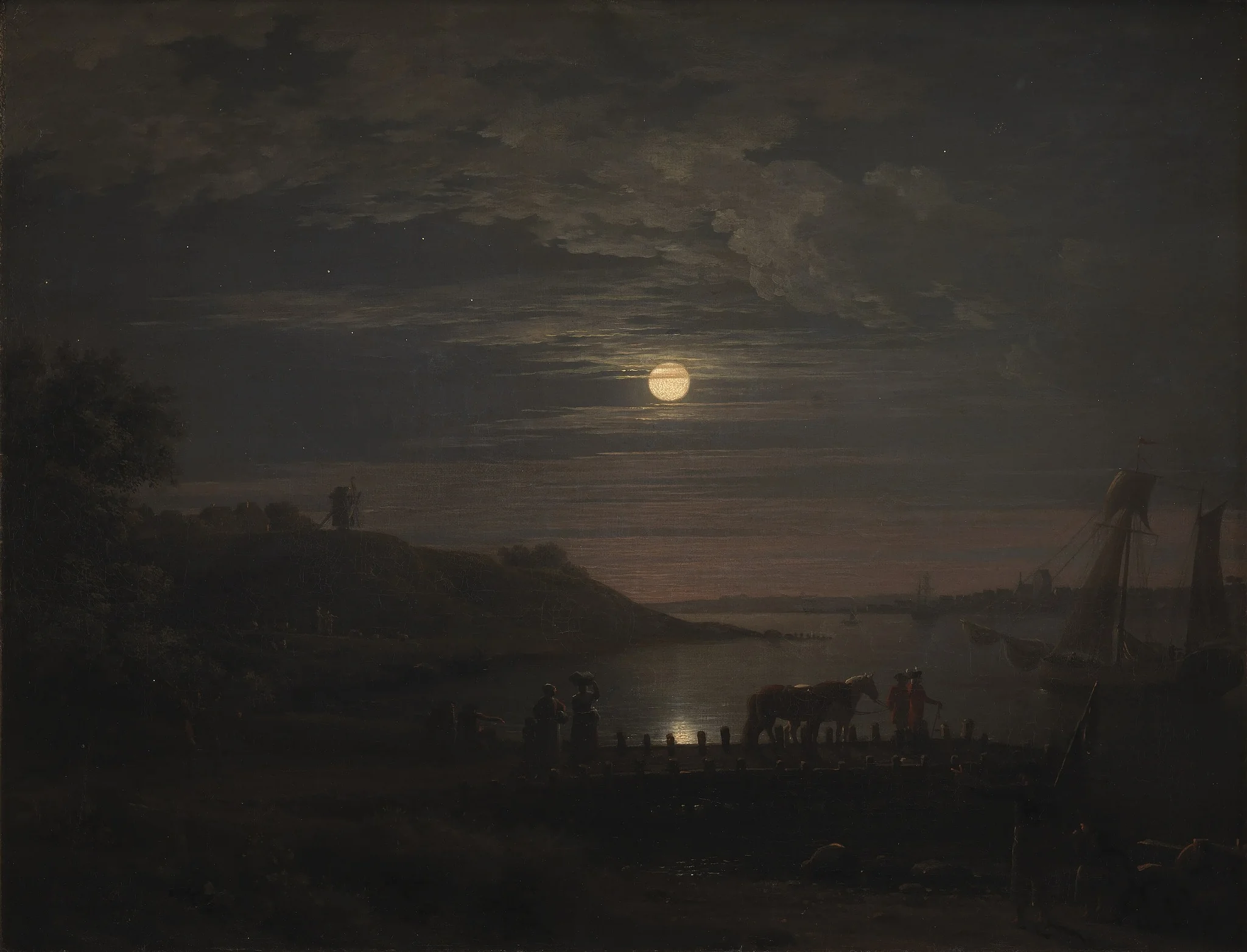 The Crossing over the Little Belt at Snoghøj. Moonrise, detail
