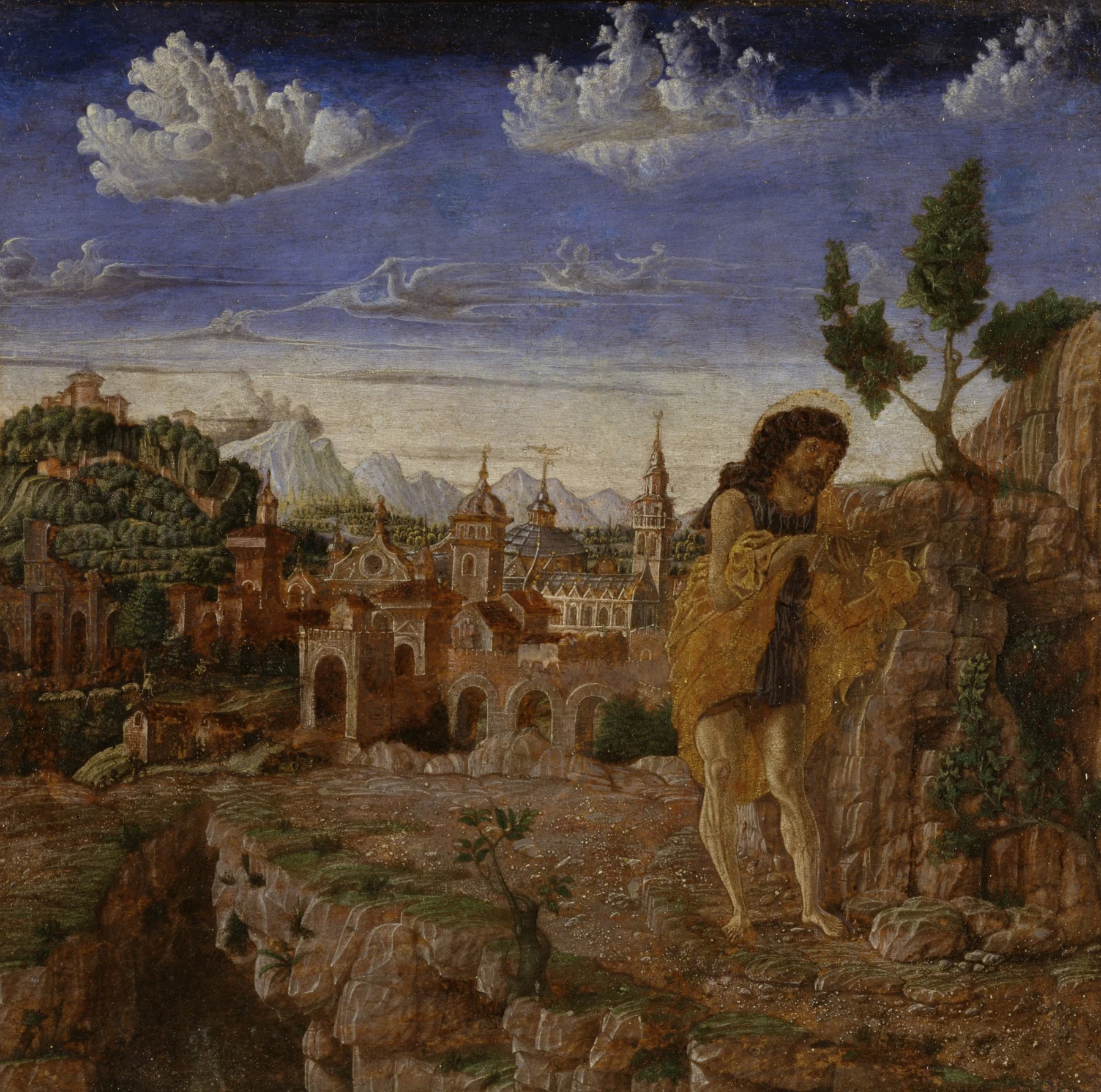 Saint John the Baptist in a Landscape, detail
