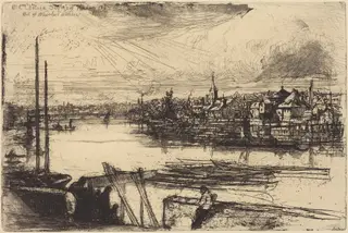 Old Chelsea, Out of Whistler's Window (Battersea Reach), by Francis Seymour Haden, ink, 1863