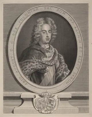 Frédéric Auguste III, roi de Pologne, by Pierre Drevet, ink, 1700