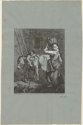 Shepherd Boy Speaking to a Farm Girl, by Francesco Londonio, ink, 1764