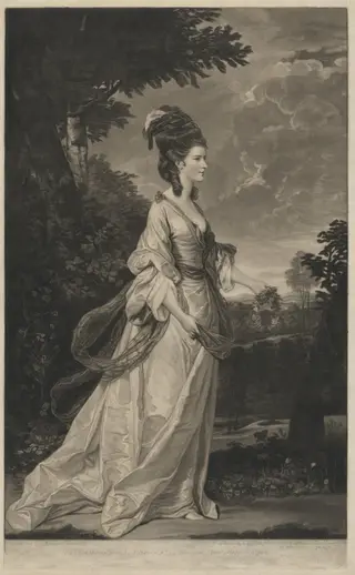 Jane (Fleming), Countess of Harrington, by Valentine Green, ink, 1780