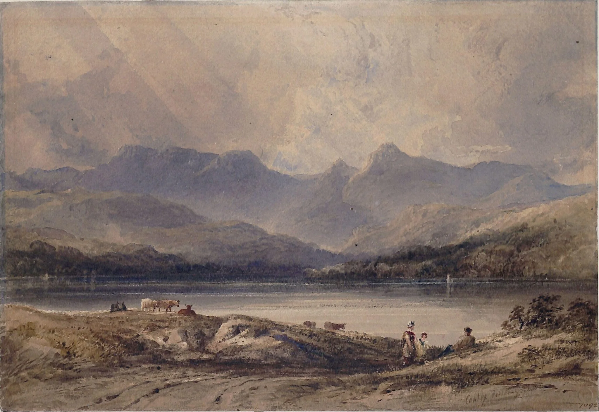 Langdale peaks from Windermere, detail