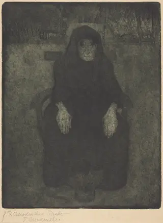 Old Woman, by Paula Modersohn-Becker, ink