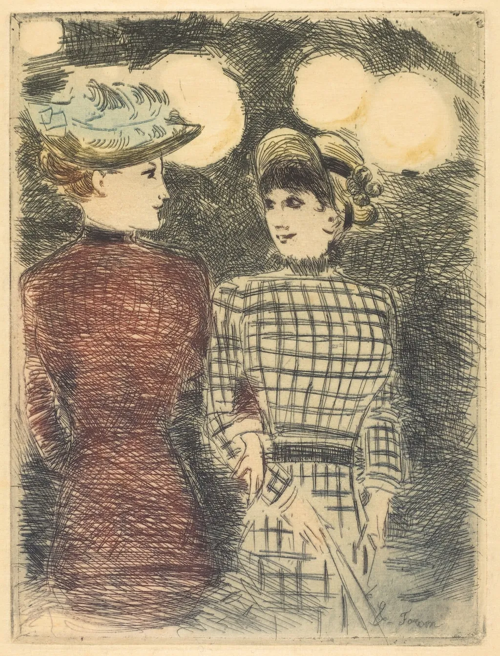 A Bullier (To Bullier's), by Jean-Louis Forain, ink, 1876