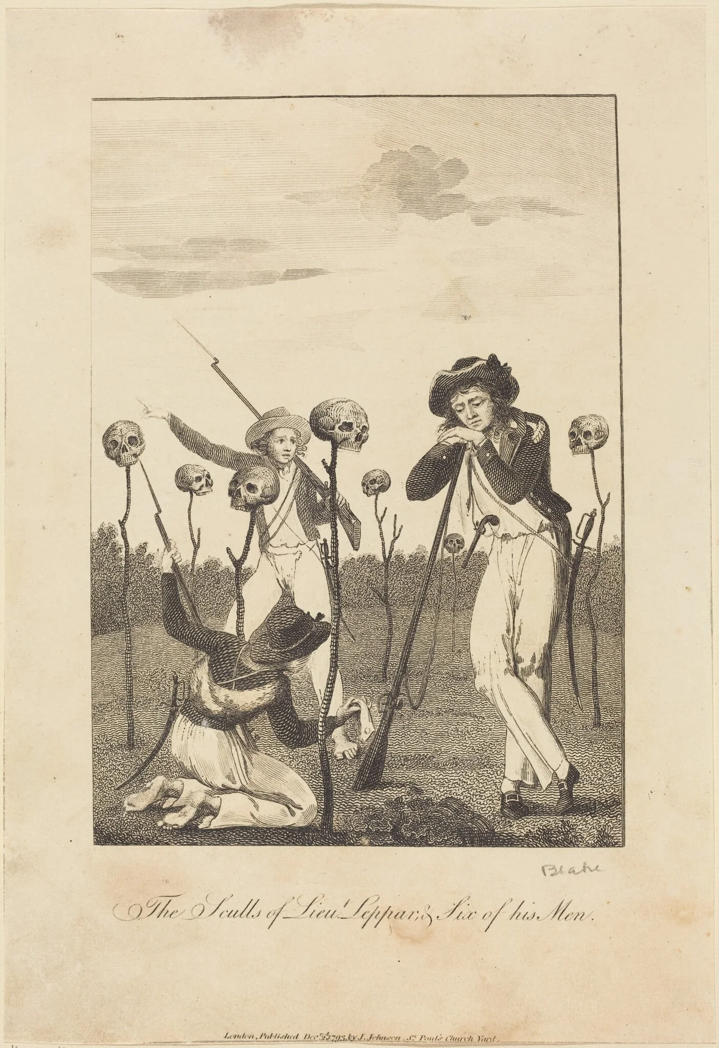 The Sculls of Lieut Leppar, & Six of his Men, detail