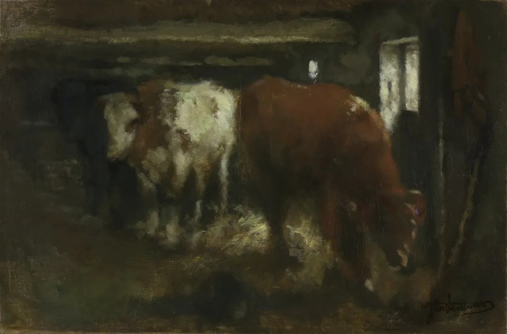 Slaughter shed, by Jan Stobbaerts, oil, 1886