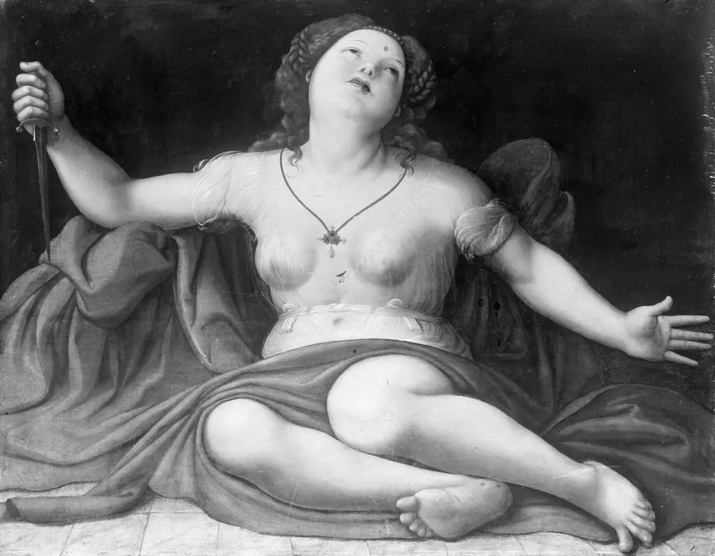 Death of Lucretia, by Niccolò Giolfino, paint, 1510