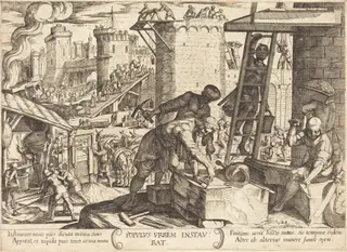 The Israelites Rebuilding the Walls of Jerusalem, by Antonio Tempesta, ink, 1613