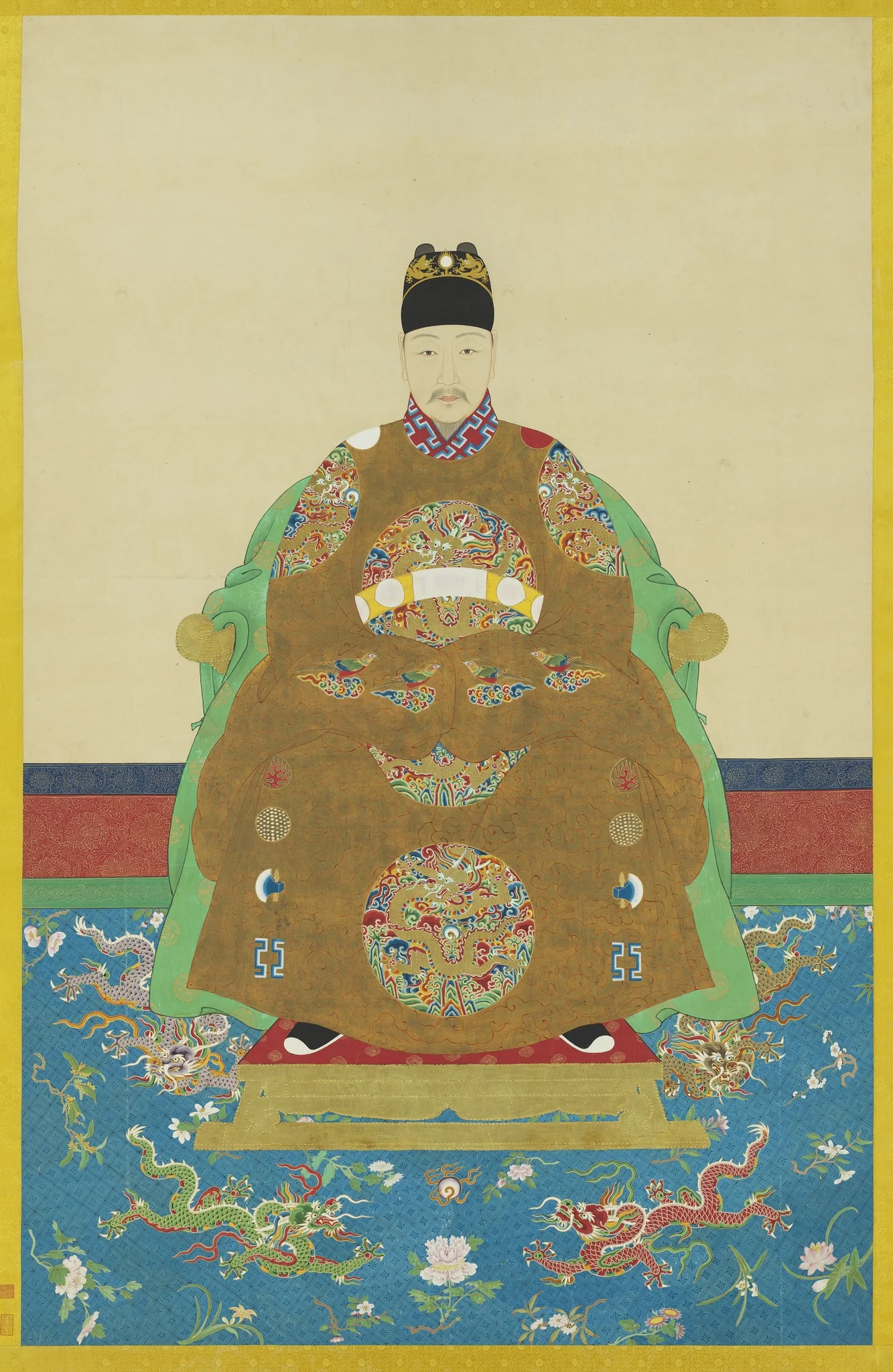 明光宗坐像 軸, detail